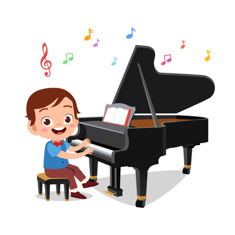 Ein Kind, dass Klavierunterricht nimmt.